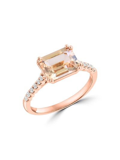 Saks Fifth Avenue Collection Women's 14K Rose Gold, Morganite & 0.13 TCW Diamond Ring