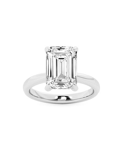 Saks Fifth Avenue Collection Women's 14K White Gold & 5.5 TCW Emerald-Cut Lab-Grown Diamond Solitaire Ring