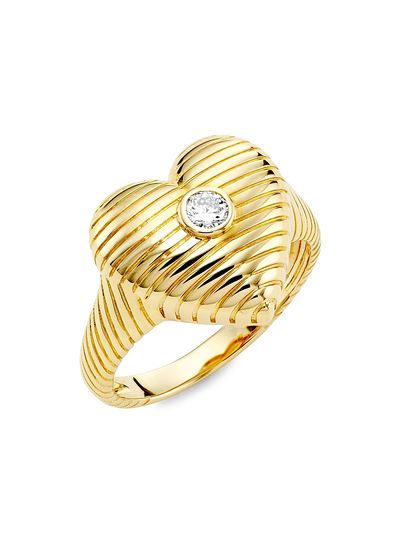 Saks Fifth Avenue Collection Women's 14K Yellow Gold & 0.13 TCW Diamond Heart Ring