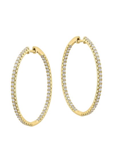 Saks Fifth Avenue Collection Women's 14K Yellow Gold & 1.5 TCW Diamond Inside-Out Hoop Earrings