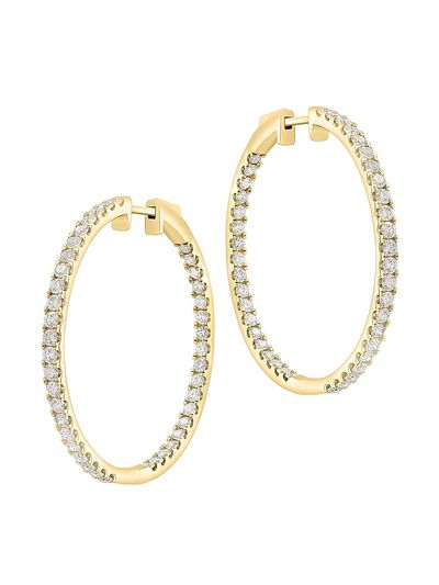 Saks Fifth Avenue Collection Women's 14K Yellow Gold & 3.19 TCW Diamond Inside-Out Hoop Earrings