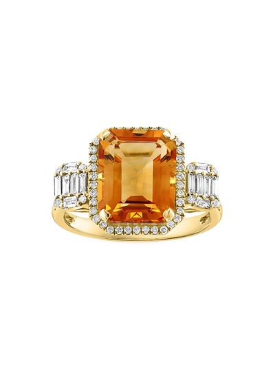 Saks Fifth Avenue Collection Women's 14K Yellow Gold, Citrine & 0.43 TCW Diamond Ring