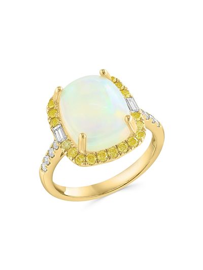 Saks Fifth Avenue Collection Women's 14K Yellow Gold, Ethiopian Opal & 0.54 TCW Diamond Halo Ring