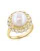 Saks Fifth Avenue Collection Women's 14K Yellow Gold, Freshwater Pearl & 1.29 TCW Diamond Halo Ring - 1