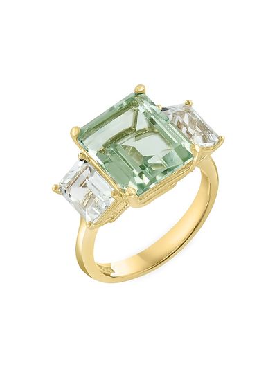 Saks Fifth Avenue Collection Women's 14K Yellow Gold, Green Amethyst & White Topaz Ring