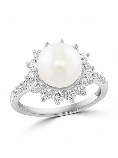 Saks Fifth Avenue Collection Women's 18K White Gold, 0.73 TCW Lab-Grown Diamond & Freshwater Pearl Ring