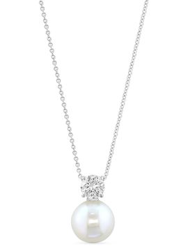 Saks Fifth Avenue Collection Women's 18K White Gold, 0.78 Lab-Grown Diamond, Freshwater Pearl Necklace