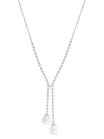 Saks Fifth Avenue Collection Women's 18K White Gold, 2.19 TCW Lab-Grown Diamond & Freshwater Pearl Necklace