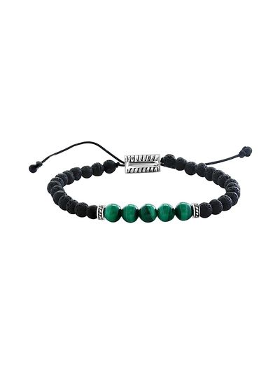 Saks Fifth Avenue Collection Women's Sterling Silver, Lava & Malachite Beaded Bracelet