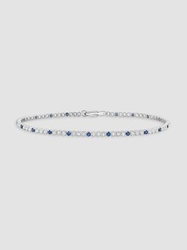 Saks Fifth Avenue Diamonds Women's 18K White Gold, 1.41 TCW Diamond & Blue Sapphire Bracelet