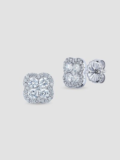 Saks Fifth Avenue Diamonds Women's 18K White Gold & 1.36 TCW Diamond Clover Stud Earrings