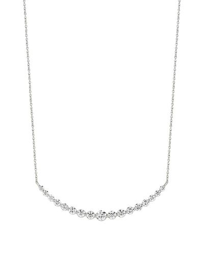Saks Fifth Avenue Diamonds Women's 18K White Gold & 2.51 TCW Diamond Curved Bar Pendant Necklace