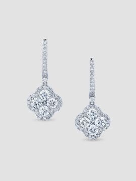 Saks Fifth Avenue Diamonds Women's 18K White Gold & 2.94 TCW Diamond Clover Drop Earrings