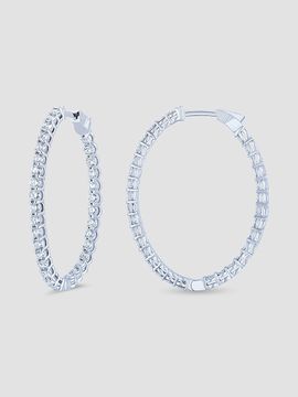 Saks Fifth Avenue Diamonds Women's 18K White Gold & 3.36 TCW Diamond Oval Hoop Earrings