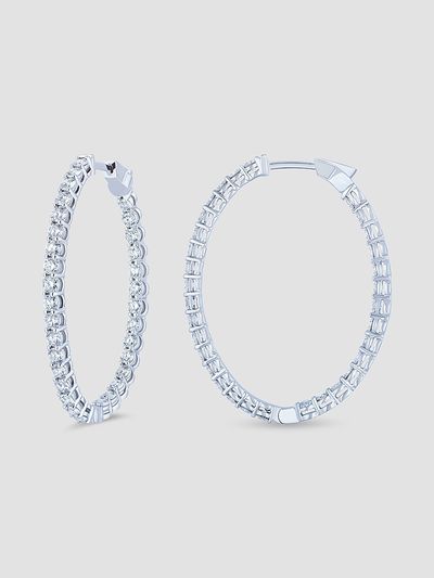 Saks Fifth Avenue Diamonds Women's 18K White Gold & 3.36 TCW Diamond Oval Hoop Earrings