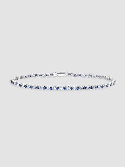 Saks Fifth Avenue Diamonds Women's 18K White Gold Diamond and Sapphire Bracelet, 7"