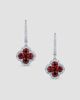 Saks Fifth Avenue Diamonds Women's 18K White Gold, Ruby & 0.82 TCW Diamond Clover Drop Earrings - 2