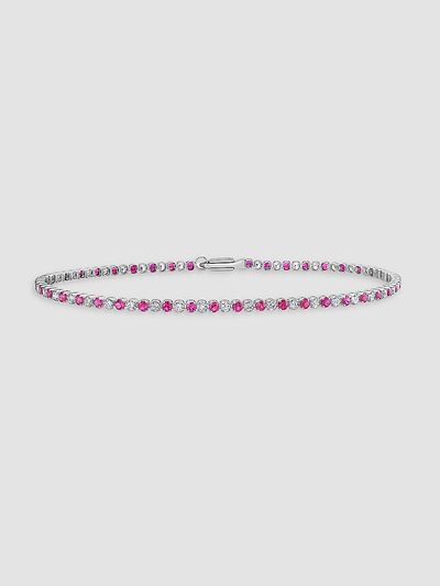 Saks Fifth Avenue Diamonds Women's 18K White Gold, Ruby & 0.87 TCW Diamond Bracelet