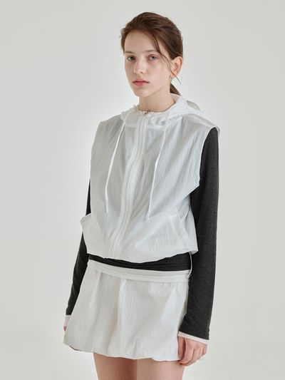 salad bowls LIGHT NYLON HOOD VEST [WHITE]