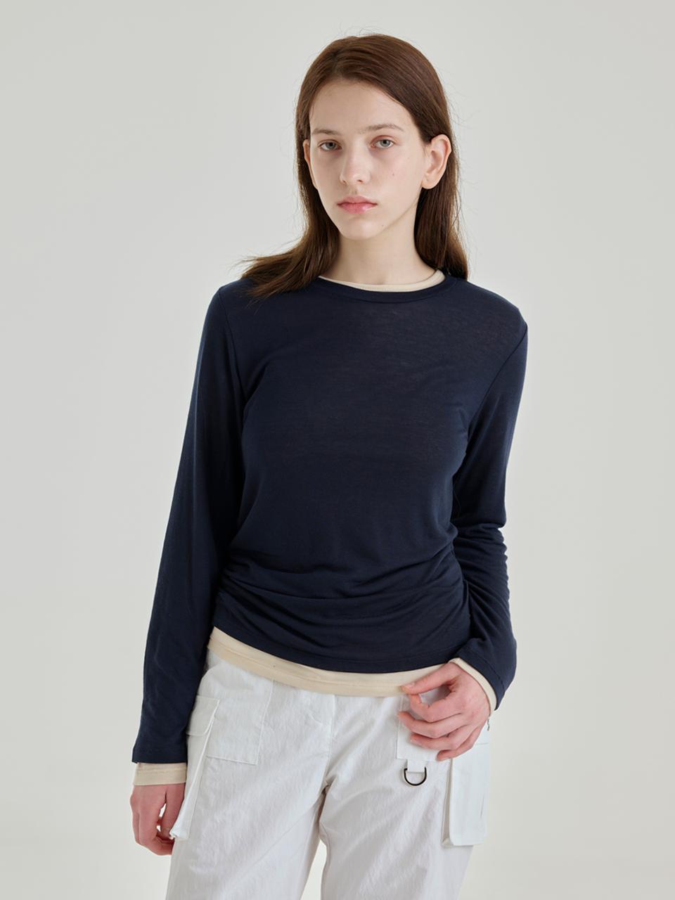 salad bowls ROUND TENCEL LAYERED T-SHIRT SET [NAVY]