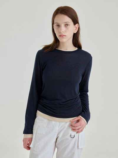 salad bowls ROUND TENCEL LAYERED T-SHIRT SET [NAVY]