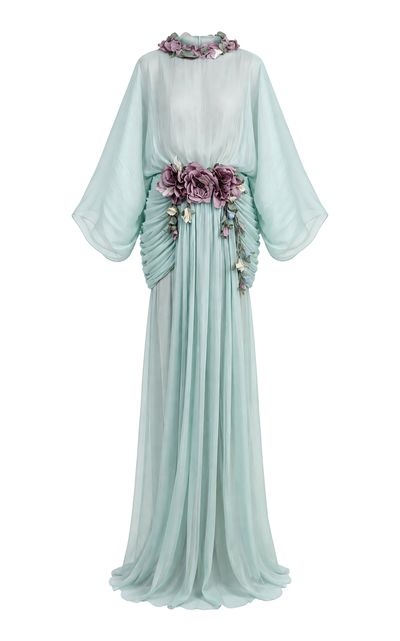 Salma Osman Salma Osman Chiffon Draped SilkBlend Gown