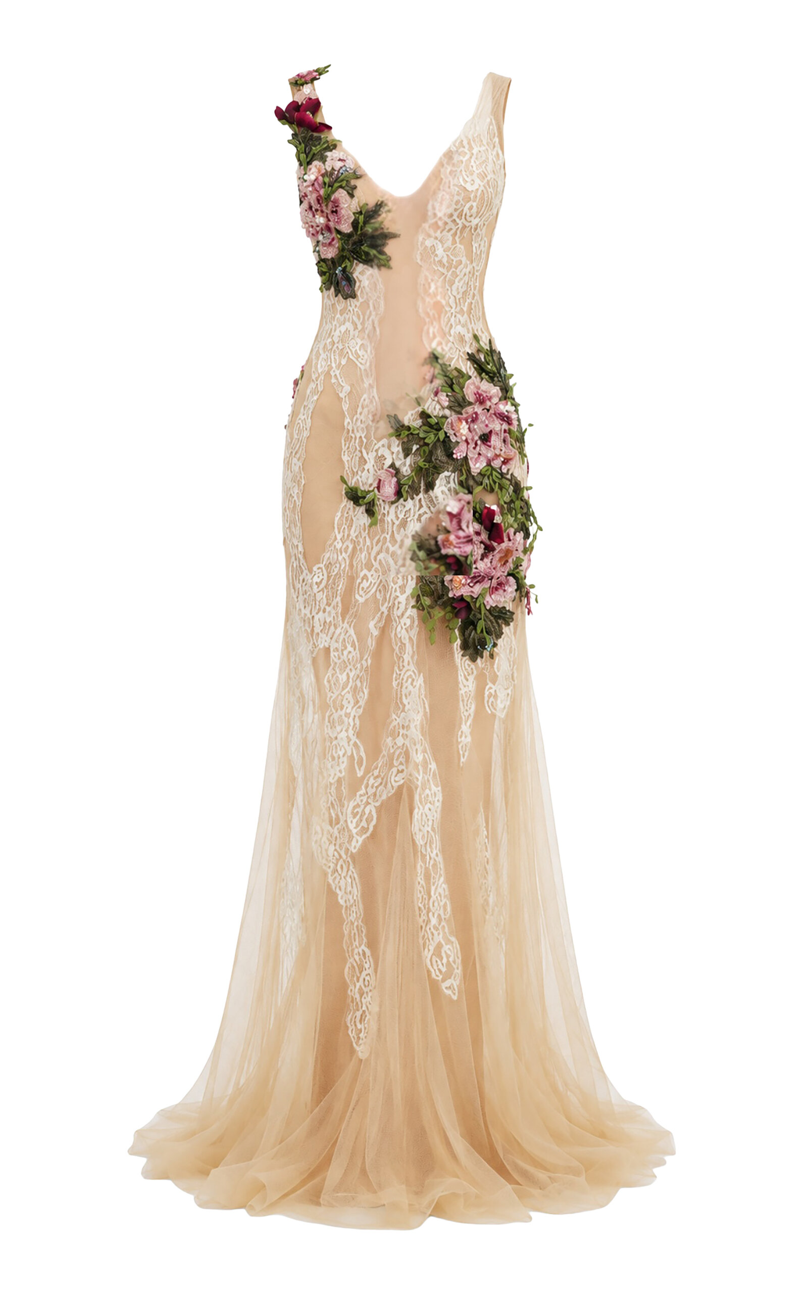 Salma Osman Salma Osman Embellished Sheer Lace Gown