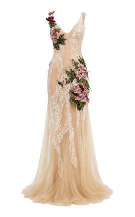Salma Osman Salma Osman Embellished Sheer Lace Gown