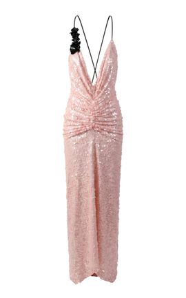 Salma Osman Salma Osman Ruched Embellished Maxi Dress