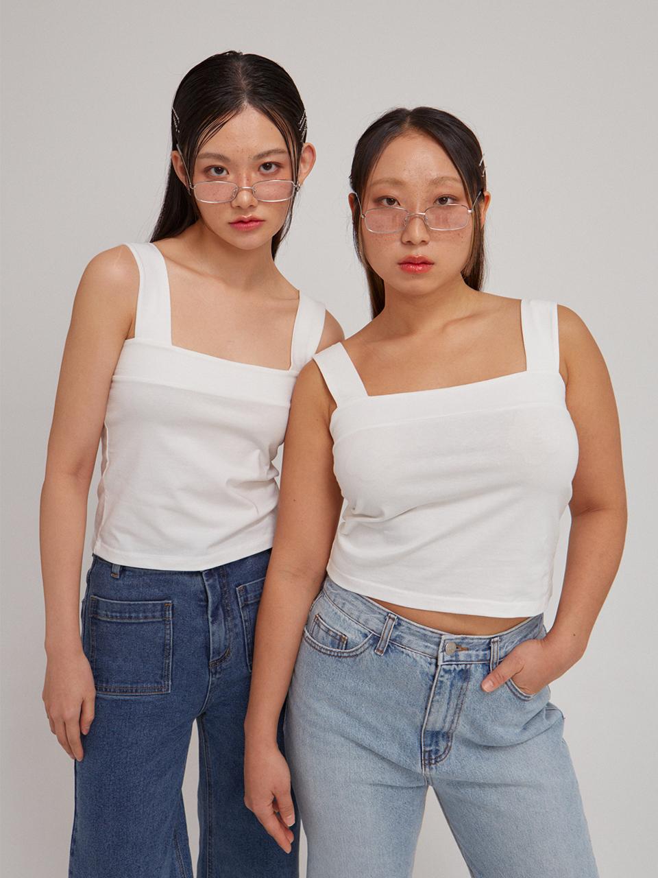 SALON DE YOHN Basic Sleeveless T-Shirt (White)