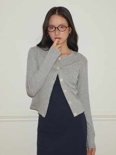 SALON DE YOHN Button Crop Cardigan [Gray]