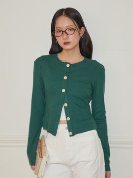 SALON DE YOHN Button Crop Cardigan [Green]