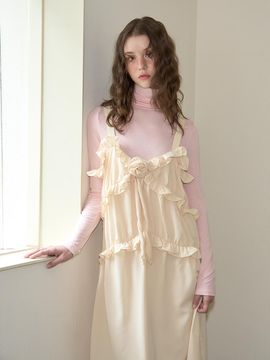 SALON DE YOHN Corsage Point Ruffle Sleeveless Dress_