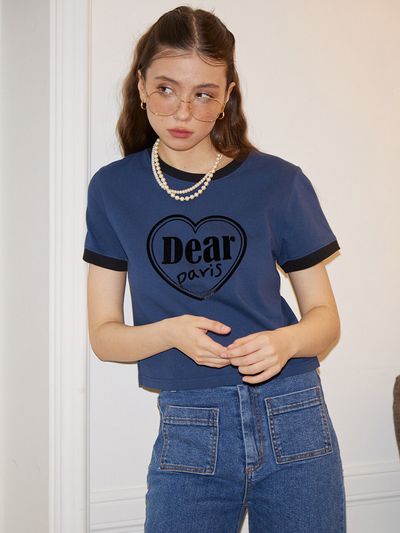 SALON DE YOHN Heart Cropped T-shirts