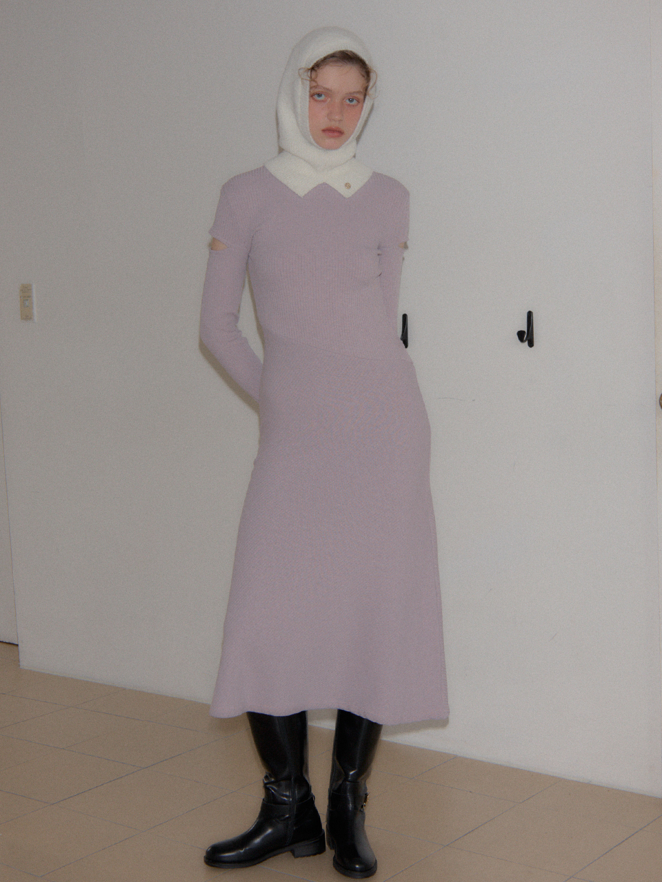 SALON DE YOHN High Neck Cut Out Long Dress - Lavender