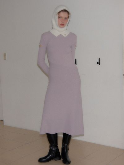 SALON DE YOHN High Neck Cut Out Long Dress - Lavender