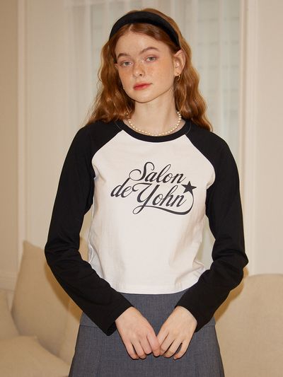 SALON DE YOHN Retro Raglan T_ Black