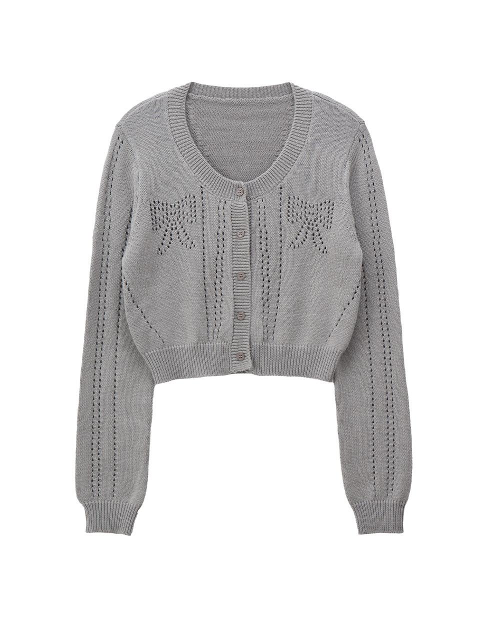 SALON DE YOHN Ribbon Punching Cardigan - Gray