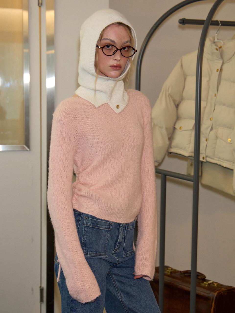SALON DE YOHN Ribbon Shirring Knit_ Pink
