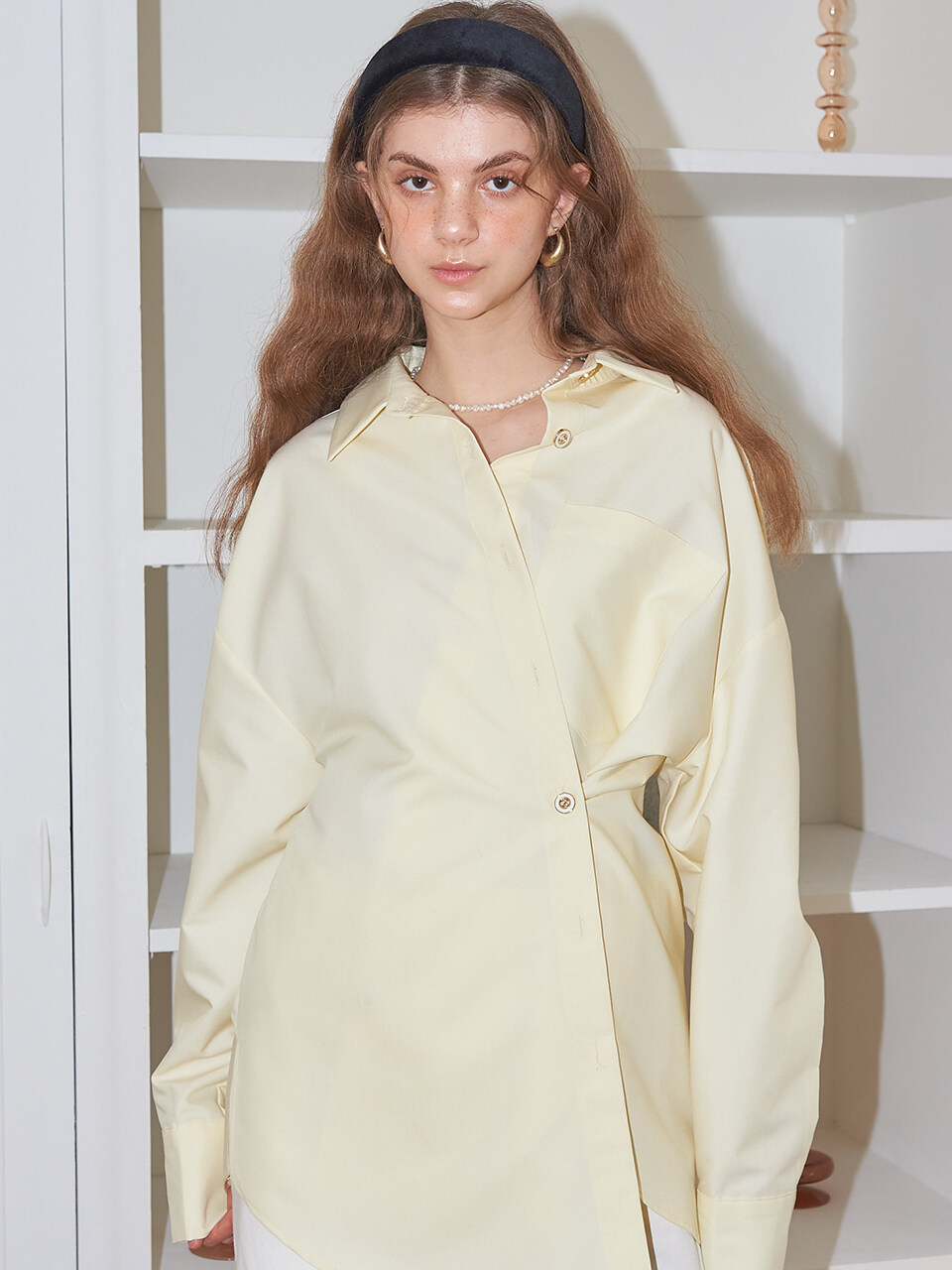 SALON DE YOHN Solid Wrap Shirt