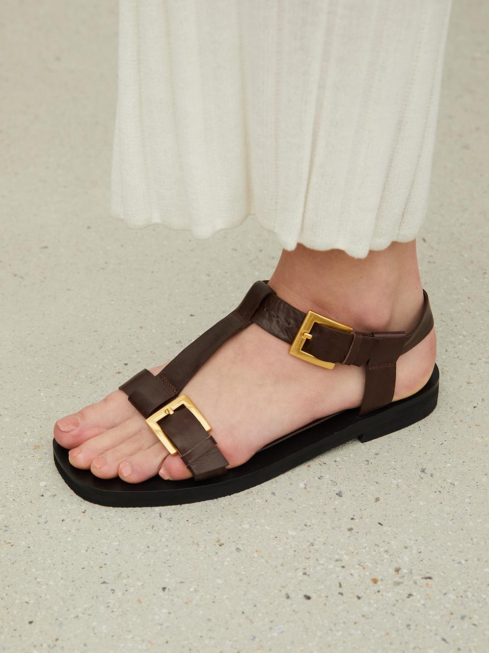 SALONDEJU Rink Leather Sandal_Brown