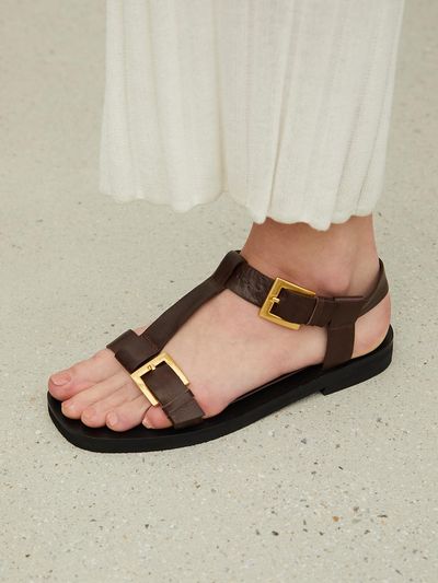 SALONDEJU Rink Leather Sandal_Brown