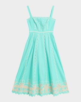 Saloni Aurora B Embroidered Midi Dress