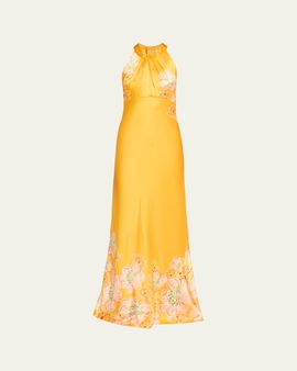 Saloni Cozette Floral Silk Dress