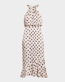 Saloni Ruby Polka-Dot Midi Dress