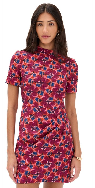 SALONI - Draped Mini Dress Quail Magenta
