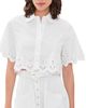 SALONI SALONI Dree Crop Button Down Shirt White/Ray Broderie - 1