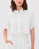 SALONI SALONI Dree Crop Button Down Shirt White/Ray Broderie - 2