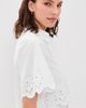 SALONI SALONI Dree Crop Button Down Shirt White/Ray Broderie - 4