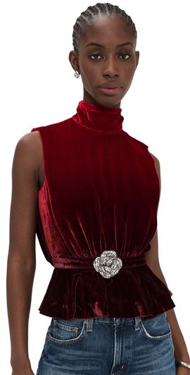 SALONI SALONI Fleur Velvet Top Ombre Rouge Plmt